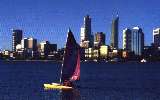 Perth, looking over the Swan River to the city (click for enlargement)